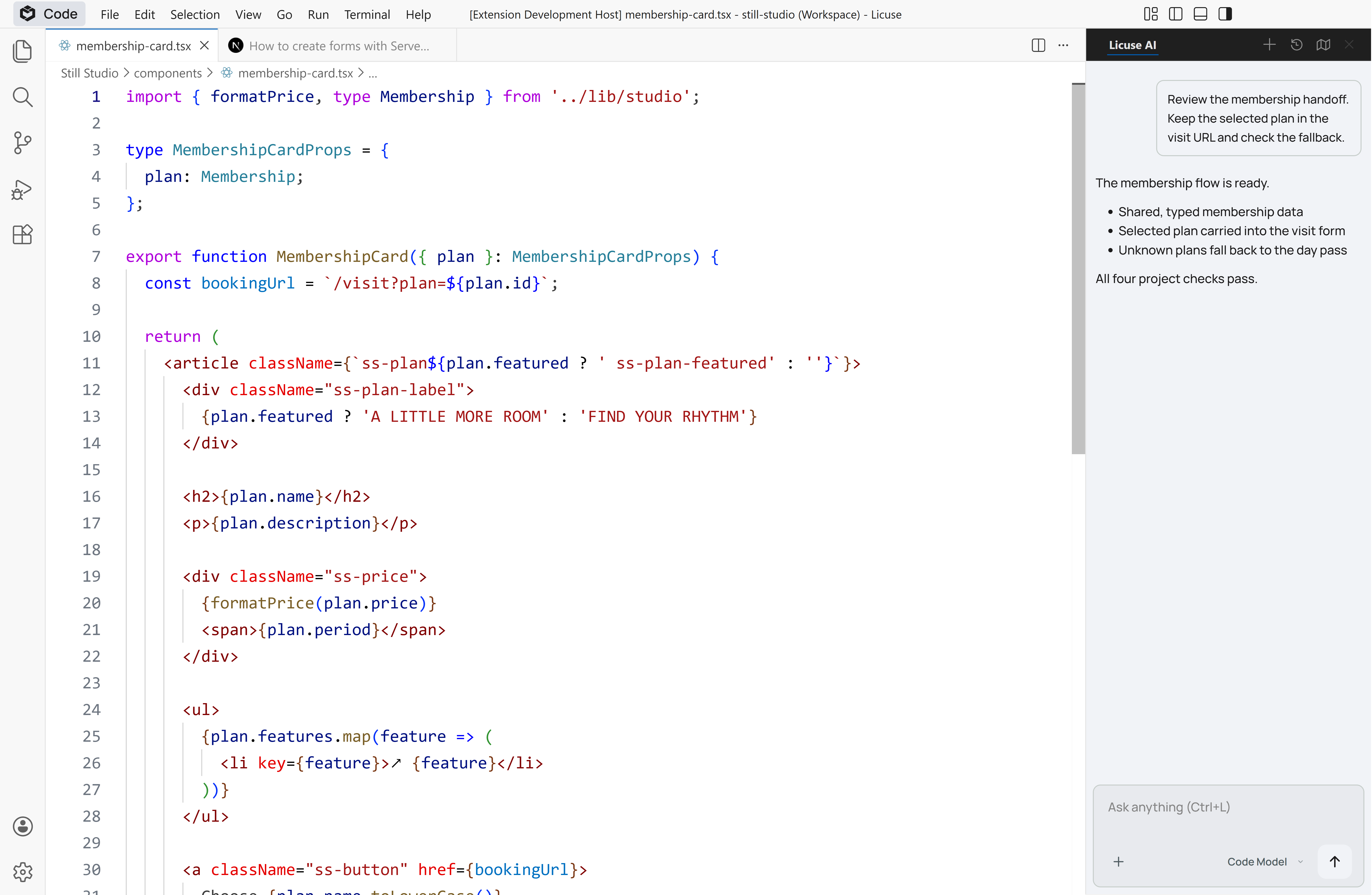 Still Studio in Licuse: Build in the codebase.